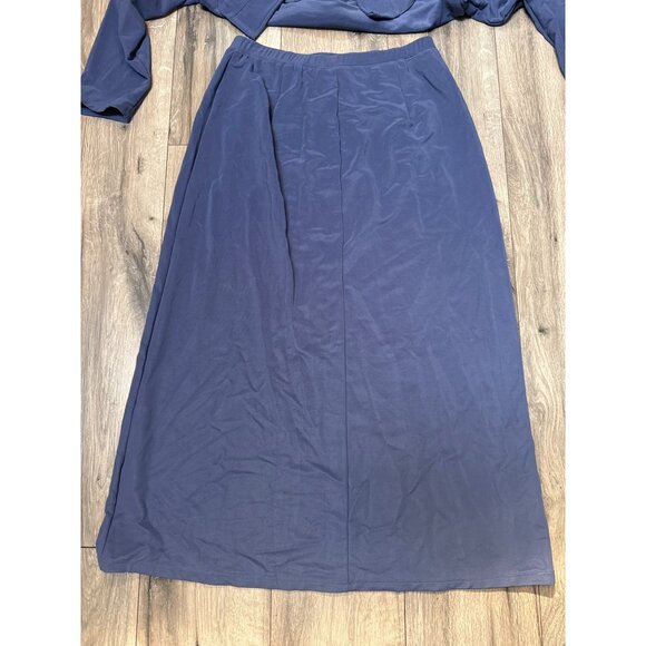 Susan Graver Style Womens Two-Piece Jacket & Skirt Set Size M Blue  Purple Liqui - Picture 15 of 16